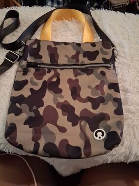 Free People Camouflage Messenger Bag with Yellow Handle